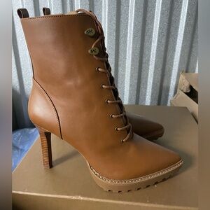 Michael Kors Tan Lace-Up Heeled Boots